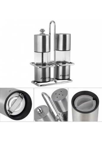 Набор для специй перцемолка и солонка на подставке из нержавеющей стали для кухни и стола Kamille (368988415)