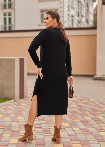 Чорна повсякденний, кежуал ангорова сукня з поясом силуетна, футляр No Brand однотонна