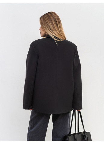 Черное зимнее Двубортное утепленное пальто Romashka