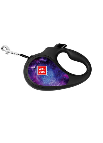 Поводок-рулетка для собак R-leash, рисунок "NASA21", M, до 25 кг, 5 м, светоотражающая лента черный WAUDOG (322125359)