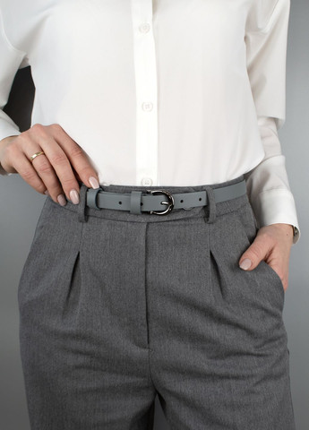 Ремень женский кожаный HC-2057 (120 см) серый с темной пряжкой HandyCover (289843069)
