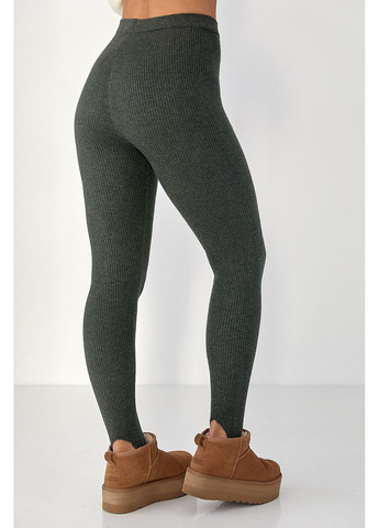 Утепленные лосины в рубчик со штрипками - серый цвет Lurex (370601951)