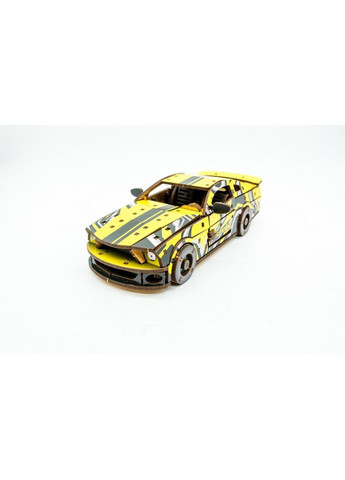 Деревянный 3D конструктор "Muscle car GT" Puz-00638, 162 детали, желтый PuzzleOK (316271643)