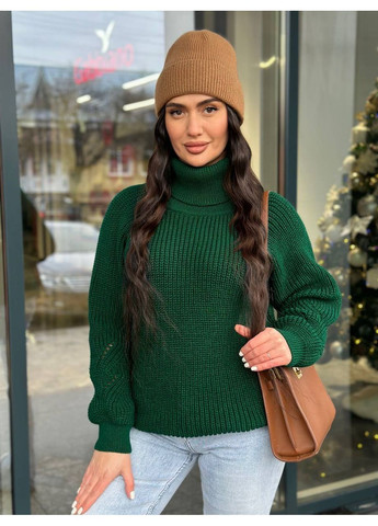 Изумрудный демисезонный женский свитер с горловиной джемпер No Brand