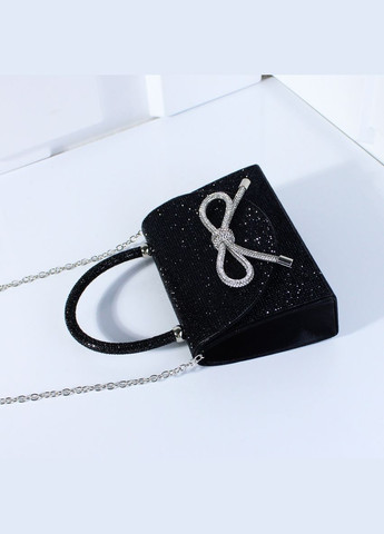 Праздничный черный клатч с камешками и бантом. No Brand (322414617)