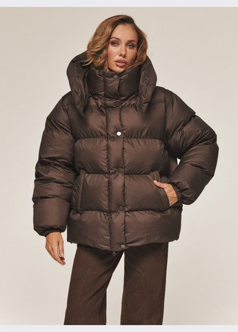 Коричнева зимня пуфер зі знімним капюшоном коричневий Dressa