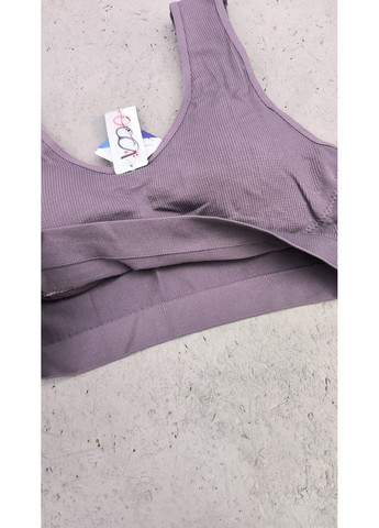 Бузковий топ топ в рубчик на широких брителях No Brand без кісточок