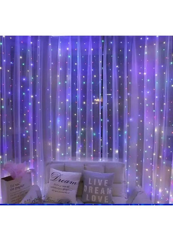 Святкова гірлянда завіса "Штора" на вікно 200LED 3х2м Мультикольоровий колір діодів Мульти USB Benson (367073192)