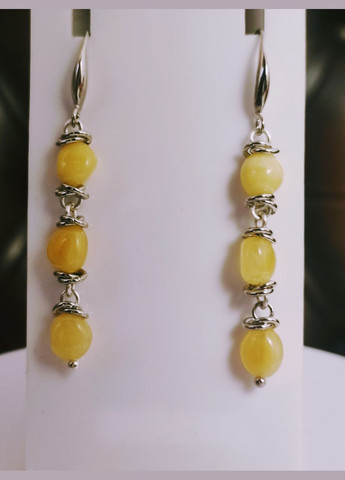 Сережки 2656 з натурального бурштину Медовий відтінок MINOV (311310468)