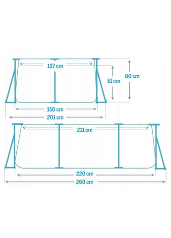 Каркасный бассейн Rectangular Frame Pool 28270 (220 x 150 x 60см) Intex (316632343)