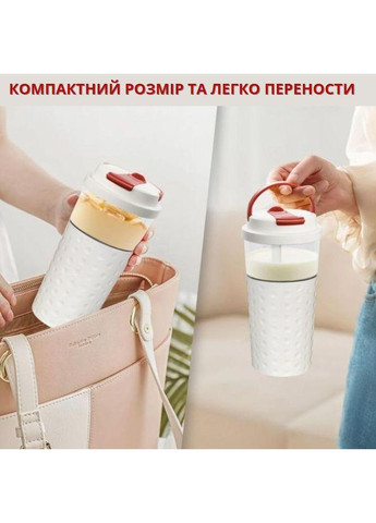 Електричний акумуляторний шейкер 500 мл з USB зарядкою білий No Brand (337989684)