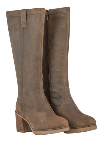 Осенние кожаные коричневые сапоги на каблуке Paul Vesterbro