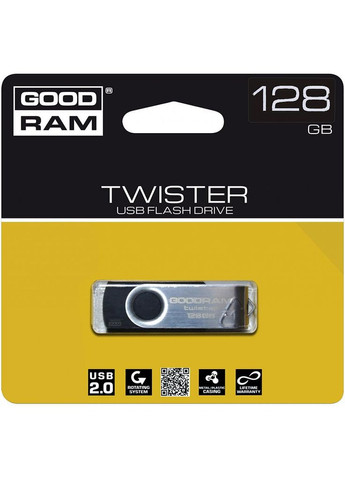 USB флеш накопичувач (UTS21280K0R11) Goodram 128gb uts2 twister black usb 2.0 (268146108)
