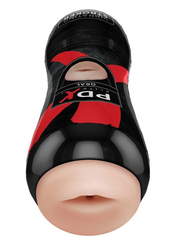 Мастурбатор-рот в черной колбе PDX Elite с вибрацией, телесный Pipedream (364196636)