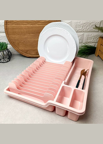 Пластиковая раздвижная сушилка для посуды с лотком для сушки столовых приборов Dunya (307829106)