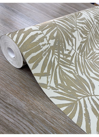 Метрові шпалери з листям золотисті вінілові на флізеліновій основі для спальні, вітальні, кухні 31366, довжина 10 метрів MARBURG (371776213)