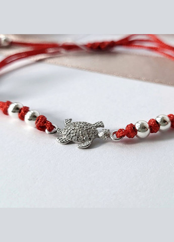 Серебряный браслет Оберег Черепашка с Белыми камнями серебро 925 пробы Родированное 75272б 1.07г Nobrand (363969257)