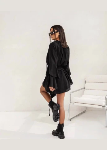 Черное коктейльное, вечернее платье No Brand однотонное