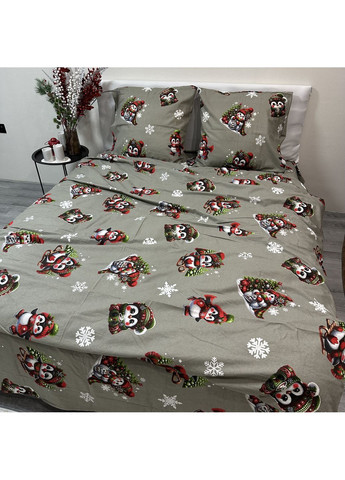 Зимова постільна білизна фланель (байка) євро розмір кольору хакі - м'якість, тепло та новорічний настрій! No Brand (367912386)