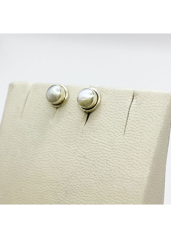 Серьги-пусеты серебряные с жемчугом 0,86 г No Brand (369737451)