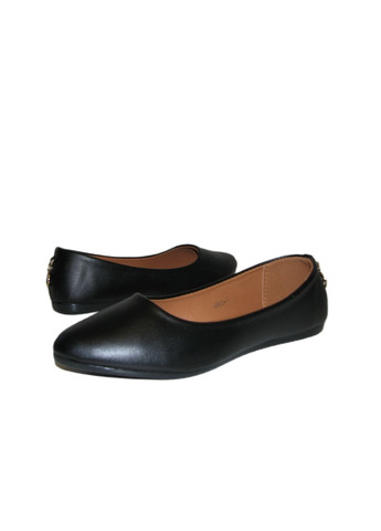 Жіночі жіночі балетки XIFA | чорні однотонні брошка штучна шкіра (316646364)