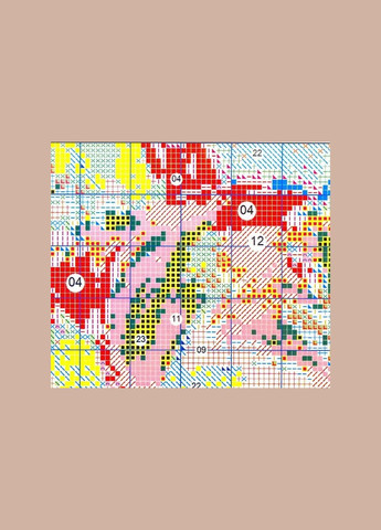 Набор для вышивания по нанесённой на канву схеме "Цветной щенок". AIDA 11CT printed, 38*38 см. Шёлк. No Brand (313614690)