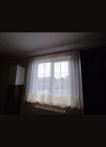 Тюль готовий вуаль мереживо Білий, бежевий 300*180 см) Hanna (342716537)