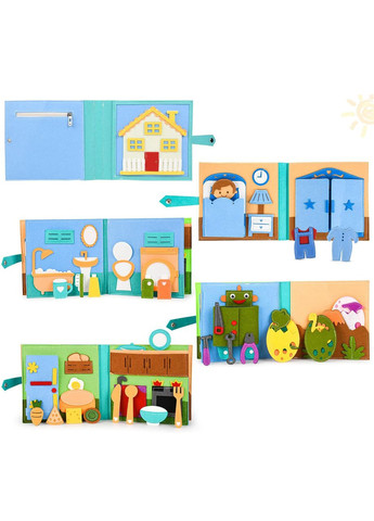 Бизибук Монтессори, развивающая, тактильная книга из фетра для мальчиков, Домик Bluelans (365721882)