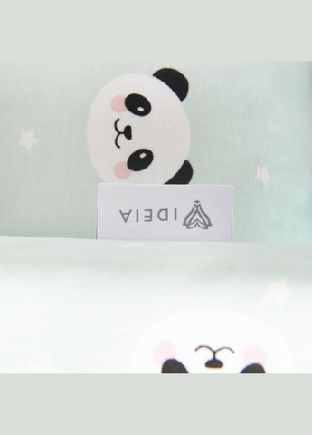 Комплект постельного белья полуторный натуральный хлопок 2 наволочки 50х70 см Панда мята IDEIA (334727043)