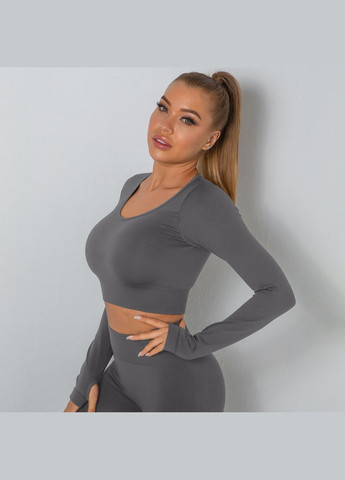 Комплект для фітнесу (спортивний костюм) рашгард та велосипедки 8836 S сірий Fashion (336547482)