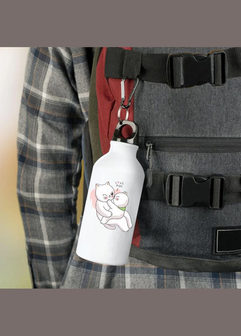 Фляга Для Мамы (бутылка) для воды с карабином 500 мл Металлическая (Туристическая, Для кемпинга, Для спорта) #20 500 мл Белый No Brand (323639771)