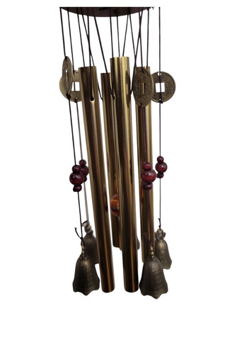 Музика вітру 4 металевих трубочки з монетками та дзвіночками мідний колір No Brand (330827223)