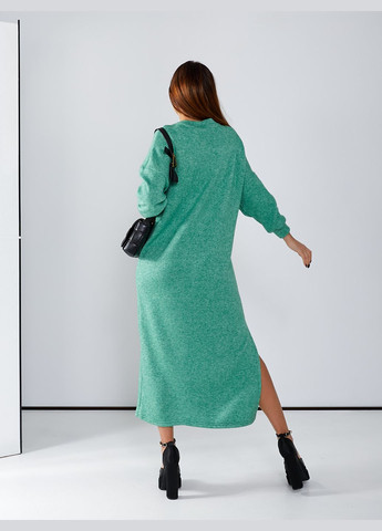 Зеленое кэжуал ангоровае платье баллон No Brand однотонное