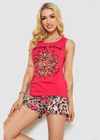 Малиновая всесезон пижама женская с принтом, Polkan