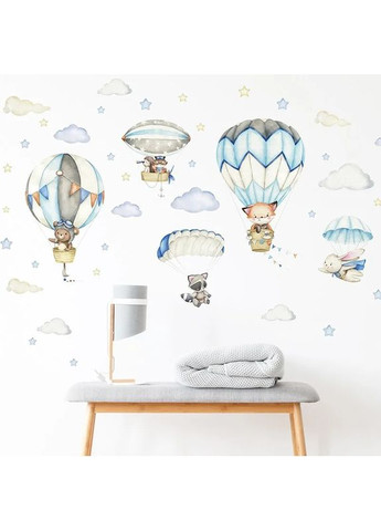 Наклейки на стіну Повітряні кулі та милі тварини BR93347 No Brand (365720994)