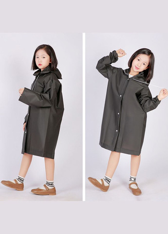 Дождевик детский легкий от дождя на кнопках с капюшоном EVA KIDS черный Losso (330778402)