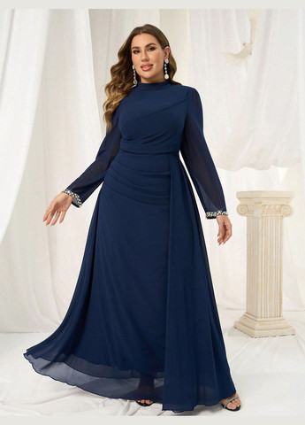 Темно-синя вечірня сукня SHEIN однотонна