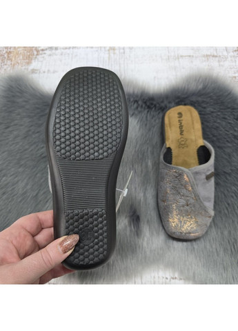 Тапочки жіночі для дому сливові велюрові зі шкіряною устілкою на танкетці Inblu (366144530)