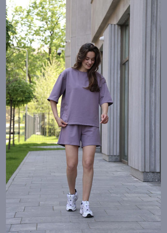Комплект жіночий "Maya" футболка + шорти темно-фіолетові No Brand (331871031)