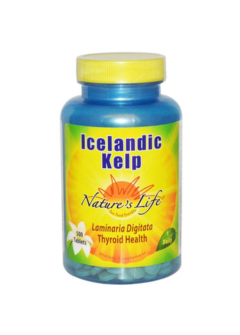 Келп 225 мкг натурального йоду Icelandic Kelp ісландська бура водорість 500 таблеток Nature's Life (265092084)