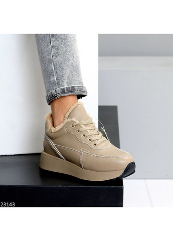 257 Кросівки Зимові Шкіряні Бежеві утеплені Hengji бежеві зими (311950314)