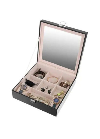 Шкатулка футляр ящик короб бокс органайзер для украшений драгоценностей с зеркалом ключом 25,5х25,5х30 см (476674-Prob) Черная Unbranded (288044364)