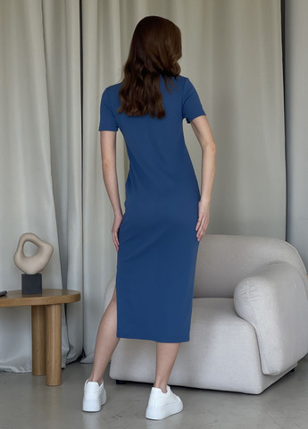 Синее повседневный длинное платье-футболка в рубчик светло-бежевое 700000122 оверсайз, платье-футболка Merlini однотонное