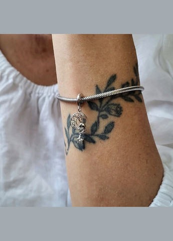 Срібний шарм підвіска Котик на місяці в камінні срібло 925 проби Родоване 907р 1.70г No Brand (317571726)