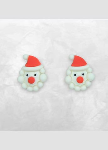 Серьги клипсы детские для ушей без пробивания Новогодняий Клоун в красном колпаке и кудрявой бородой Liresmina Jewelry (289844146)