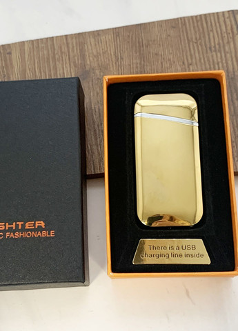 Электронная зажигалка с дугами, золотистая, подарочная упаковка No Brand (316531209)