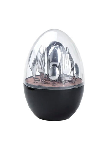 Набор столовых приборов на 6 персон из нержавеющей стали 24 штуки с подставкой Яйцо Черный HP78811 (A-032627) TS Kitchen (352274642)