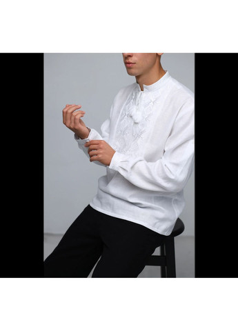 Біла чоловіча вишиванка білого кольору з білою вишивкою «харизма» | розмір l VOVNA (368896240)