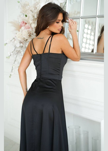 Черное вечернее платье с юбкой-солнце, а-силуэт First Woman однотонное