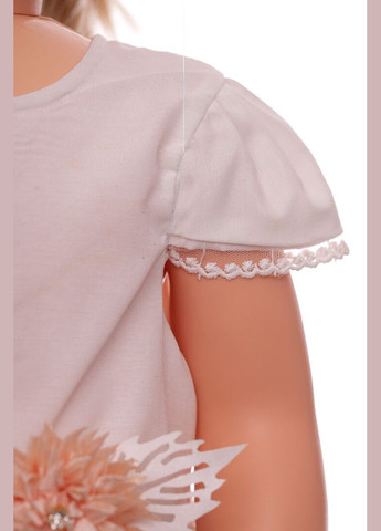 Бежева сукня ошатна з коротким рукавом бавовняна з квітами бежева 92 см (39434) BABYKROHA (323469439)